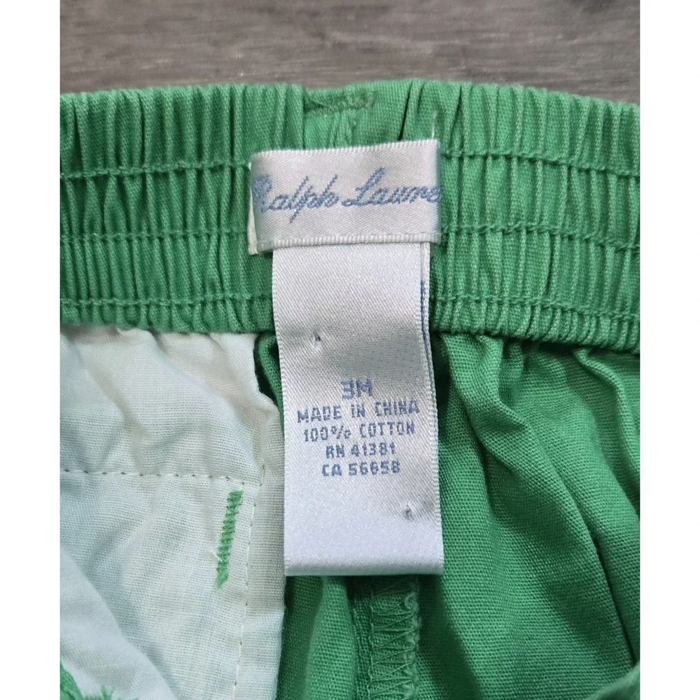 Ralph Lauren Baby Boy' Chino Pants Green with Nautical Belt Size 3M